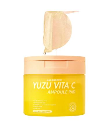 LALARECIPE Yuzu Vitamin C Toner Pads 71% Yuzu Extract with 5% Niacinamide & 12 Vitamins Exfoliating with Glutathione AHA PHA For All Skin Types Korean Skin Care 80 Pads (5.07 Fl Oz)