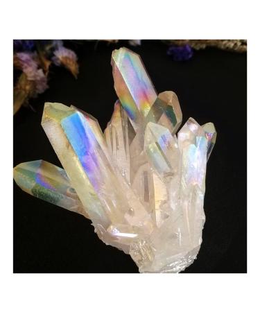 Natural Crystal Rough Natural White Angel Aura Crystal Cluster Electroplating Titanium Coating Quartz Cluster Stone (Color : Aura White Size : 130g) 130g Aura White