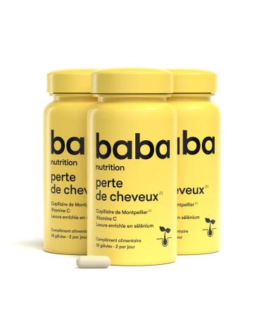 Baba Nutrition Hair Loss Supplement For Dense And Strong Hair | Brewer's Yeast Montpellier Capillary Nettle Vitamin C Selenium | Pack of 3 Boxes