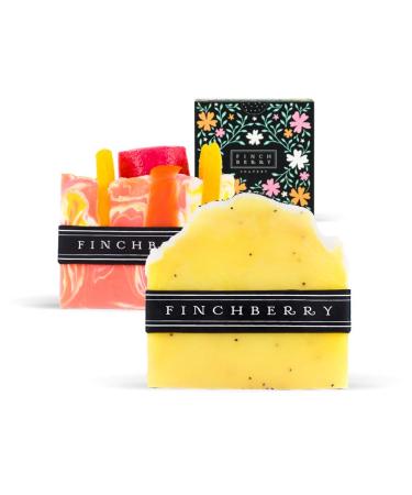 FinchBerry Natural 2 Bar Soap Set (Main Squeeze & Lovin Lemons) Moisturizing Shea Butter & Coconut Oil Artisan Hand and Body Bar Soap Soften and Hydrate Skin Organic and Sustainable Ingredients