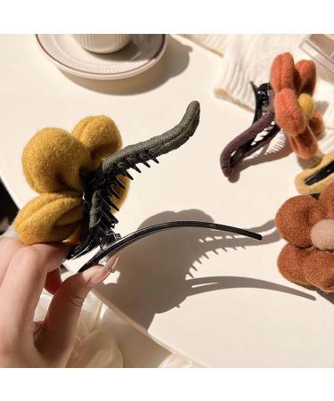 4 PCS Plush Flower Hair Clips for Women - Elegant Duck Bill Hairpin Set - Buy Online on GoSupps.com