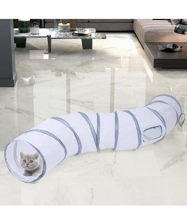 Sheldamy 4-Way Cat Tunnel for Indoor Cats - Collapsible Interactive Play Toy with 1 Play Ball - White & Grey - Buy Online on GoSupps.com