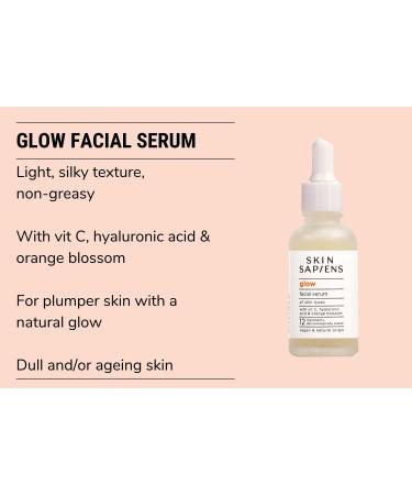 SKIN SAPIENS GLOW Facial Serum with vitamin c e and hyaluronic acid natural Ecocert Cosmos for men and women Cruelty Free and Vegan Skincare for all skin types 30 ml. - Buy Online on GoSupps.com