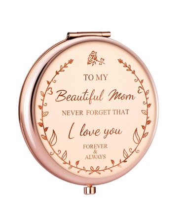 Zzbakress Mom Birthday Gifts for Mom  I Love You Mom Compact Mirror Gifts for Mom Birthday Gifts for Mom from Daughter Meaningful Gift Ideas Presents for Mom (Rose Gold)