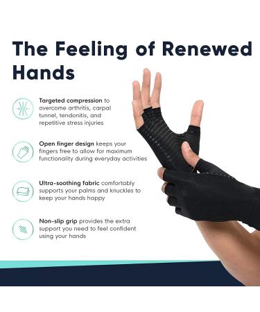 Futurergmic Compression Arthritis Gloves with Strap | Open Finger Hand Wrist Support for Arthritis, Carpal Tunnel, RSI | Daily Healing & Pain Relief - S/M - Buy Online on GoSupps.com