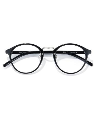 Cyxus Nerd Glasses Round Blue Light Glasses for Women Men Reduce Eye Strain UV Blocking for Computer Screen(8065T01 Black) 01-black