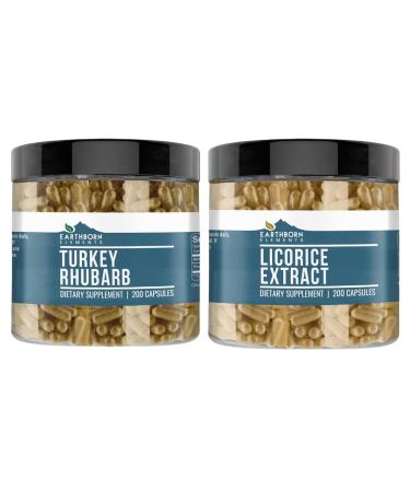 Earthborn Elements Turkey Rhubarb & Licorice Extract Capsules Bundle (200 Capsules) Pure & Undiluted No Additives