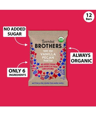 Bearded Brothers Vegan Organic Food Bar | Gluten-Free, Soy-Free, Non-GMO | Paleo, Whole 30, Low Glycemic | Vanilla Pecan Flavor | 12 Pack - Buy Online on GoSupps.com