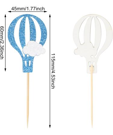 Honbay 24PCS Glitter Cupcake Toppers Creative Hot Air Balloon with Clouds Cake Toppers Fruit Dessert Picks Cake Decorations for Birthday Wedding Baby Shower Party (3 Color) - Buy Online on GoSupps.com