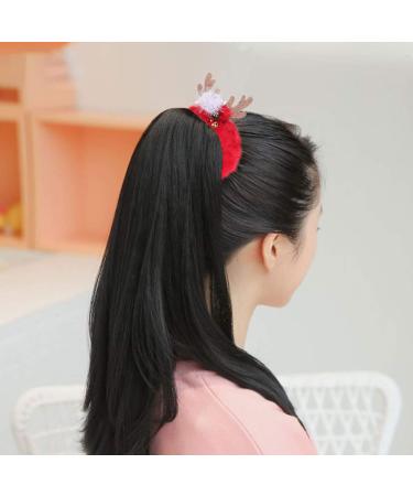 Frcolor Christmas Hair Scrunchie with Glitter Antlers - Plush Elastic Hair Tie | International Shipping - Buy Online on GoSupps.com