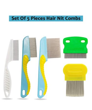 Stainless Steel Head Nit Comb - Set of 5 | Effective Lice and Nit Removal for Pets, Kids, and Adults - Buy Online on GoSupps.com