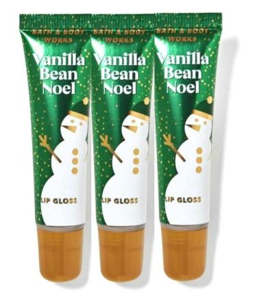 Bath and Body Works 3 Pack Vanilla Bean Noel Lip Gloss. 0.47 Oz