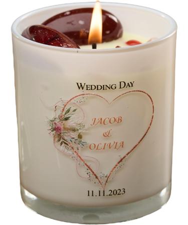 Personalised Wedding Day Candle Gift with Rose Gold Heart (Sea Breeze) - Buy Online on GoSupps.com