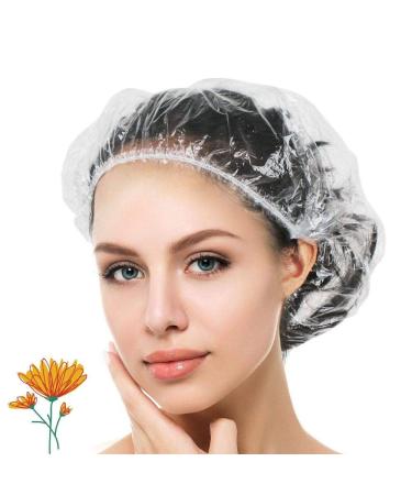Disposable Shower Cap for women& men  100Pcs Large Thicker Waterproof Elastic Shower Caps -Clear Plastic Hair Caps for Spa  Home Use  Food Service  Hospitals  Hotel and Hair Salon  Portable Travel