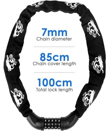 High-Security 1000mm Bicycle Chain Lock - 5-Digit Number Combination Lock | Durable & Reliable Bike Security - Buy Online on GoSupps.com
