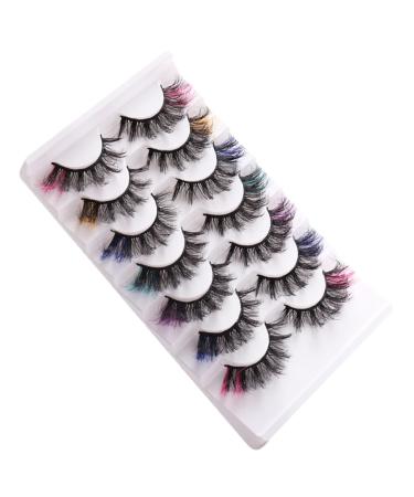 minkissy 7 Pairs False Lashes Cosplay Lashes Lash Extension Lash Clusters Cosmetic Lashes Colored Lashes Color Lashes Fake Lashes Individual Lashes Chemical Fiber