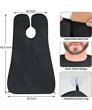 Men's Waterproof Beard Bib Apron - Trimming Catcher with Suction Cups - Grooming Accessories - Birthday Gifts for Him (Black) - Buy Online on GoSupps.com