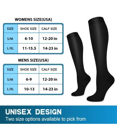 Sunfeeling Compression Stockings for Men & Women - 6 Pairs 20-30 mmHg Support for Running & Athletics - A6 Black/White/Marineblau S-M - Buy Online on GoSupps.com
