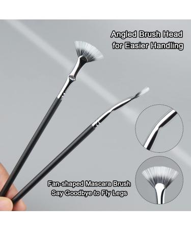 Angled Fan Shaped Eyelash Brush Eyelash Comb Separator Eyelash Comb Brush Mascara Fan Brush for Lashes Portable Folding Cosmetic Brushes Eyelash Separator Bent Applicators (2pcs Eyeliner Brush) - Buy Online on GoSupps.com