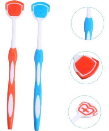Gatuida 6 Pcs Tongue Cleaning Brush Set | Nanoplastic Metal Tongue Scraper in Orange & Blue | 19.5x3x0.6 cm - Improve Oral Hygiene - Buy Online on GoSupps.com