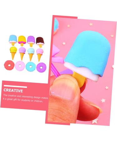  DIYEAH DIYEAH 12 Pieces Assemble Cone Ice Cream Eraser Erase Marker Eraser Novelty Fun Pink Erasable Kids Food Erasers Jigsaw Eraser for Kids Lovely Gourmet Fruit Poppers Eraser - Buy Online on GoSupps.com
