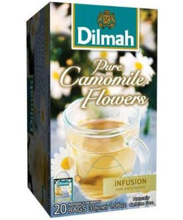 Dilmah Pure Camomile Flowers 20 Tea Bags X 6 Pack - Caffiene Free - Pure Sri Lankan Ceylon Tea Box - Buy Online on GoSupps.com