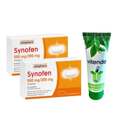 Synofen 2x20 film-coated tablets including a hand cream from vitenda - fast strong and well-tolerated against pain 40
