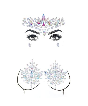 Mermaid Face Gems & Rhinestone Stickers - Festival Body Jewels for Women & Girls | 2 Sets - Buy Online on GoSupps.com