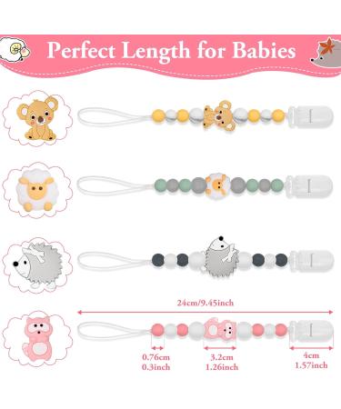 Soft Fexible Pacifier Clip Set - 4 Pack for Newborn Boy and Girl | Binky Holder Clips | Neutral Baby Shower & Christmas Gift - Buy Online on GoSupps.com