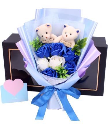 Premium Blue Soap Flower Bouquets | Scented Floral Arrangements for Valentine's Day Gifts | Ideal for Pets Students & Friends - Buy Online on GoSupps.com