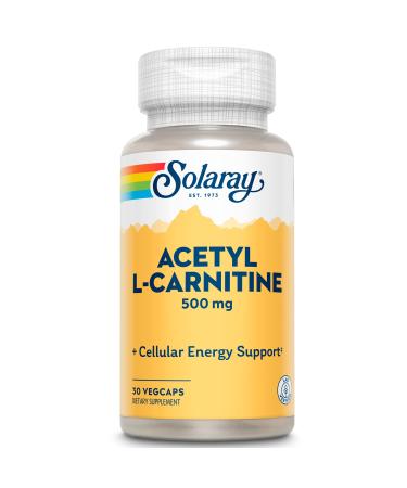 SOLARAY Acetyl L-Carnitine 500 mg | Healthy Cellular Energy Memory Mood and Cardiovascular Support | 30 VegCaps