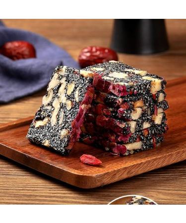 Black sesame walnut red jujube and rose cut cake ready to eat red jujube nut cake dessert instant handmade health cake black sesame candy Chinese casual snack gift pack (50pcs) 0.02 g (Pack of 50)