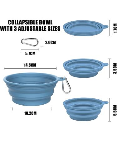Tokayife Foldable Dog Bowl 560ml - Travel Bowl with Carabiners for Indoor & Outdoor Use - Blue - Buy Online on GoSupps.com