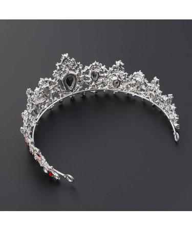 Frcolor Red Crystal Crown Wedding Bridal Tiara Queen Princess Headpieces Rhinestone Headbands for Birthday Party - Buy Online on GoSupps.com