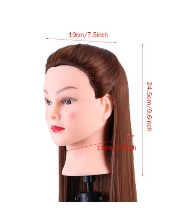 Cocoarm 24 Brown Synthetic Hairdresser Training Head | Beauty Salon Puppet Head with Holder | Ideal for Hair Styling & Cosmetology - Buy Online on GoSupps.com
