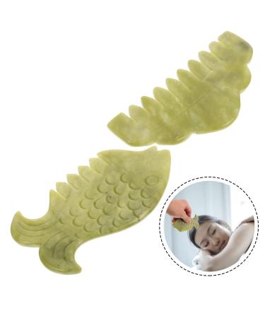 Magiclulu Jade Comb Set - 2 Pieces for Hair & Scalp Massage | Portable Gua Sha Tools for Skin & Head Relief - Buy Online on GoSupps.com