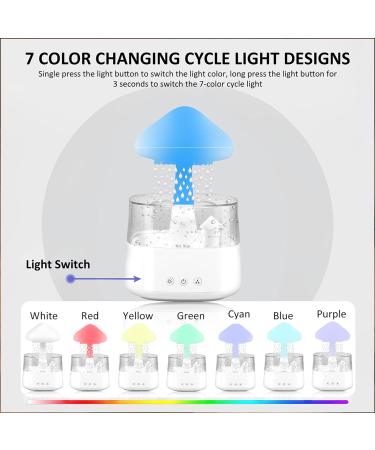 Cloud Rain Humidifier with Colorful Light & Aroma Diffuser - 7 Color Changing Lights - Multifunctional for Home, Desk, Bedside - White - Buy Online on GoSupps.com