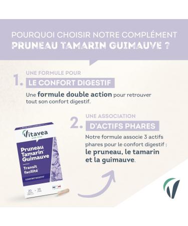 VITAVEA BIEN-ETRE - Regular Transit Food Supplement - Ideal Transit Intestinal Comfort Adult Constipation - Plum Tamarind Marshmallow - 20 capsules - 20 day cure - Made in France - Buy Online on GoSupps.com