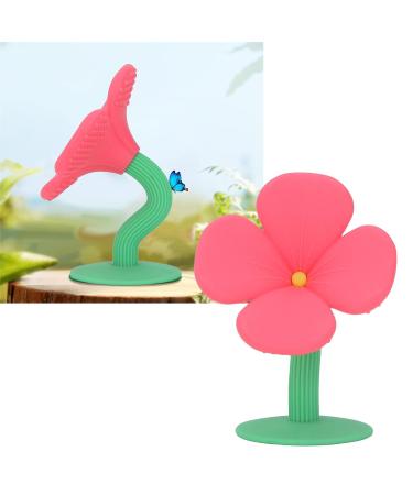Baby Teething Toy - Silicone Flower Shape Chew Toy & Pacifier for 0-6 Months - Washable Peony Red - Buy Online on GoSupps.com