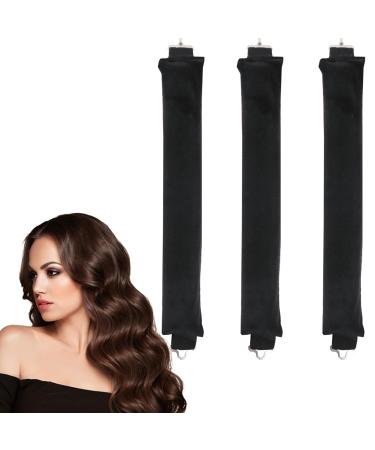 3 PCS non heated curler heatless curlers non heated curler soft velvet overnight non heated curler non heated curler overnight hair dryer wave curler styling hair dryer lazy curler set (black)