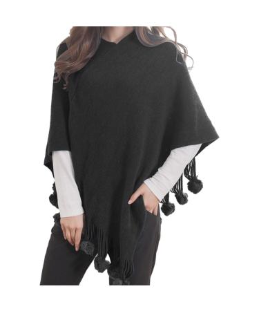 Triangular cloth women classic poncho autumn triangle triangular scarf large cashmere scarf poncho cape with button women's scarf unit size black