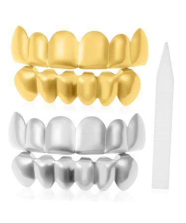 Ciieeo 2 sentences hip-hop gold trousers rapper frequisite teeth mouth above hip-hop accessories gold teeth grilling gold tooth grille high quality copper clothing European and American