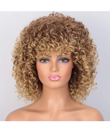 HBINGBING Natural Brown Synthetic Short Wigs Afro Kinky Curly Wigs for Women Heat Resistant Hairs
