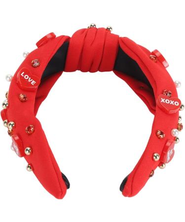 Rhinestone Headband for Valentine's Day with Elegant Heart Decorations Perfect for Daily Wear (Red) - Buy Online on GoSupps.com