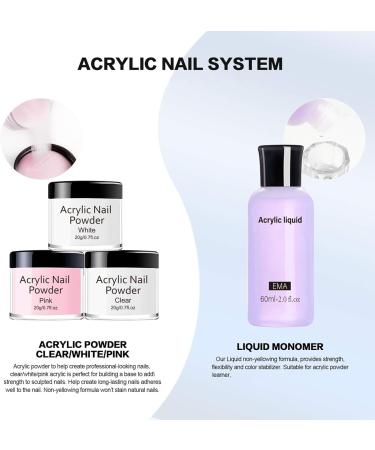Beginner Acrylic Nail Kit - 3 Colors Powder Set (White, Clear, Pink) for Nail Extension - Complete Set for Beautiful Acrylic Nails - Buy Online on GoSupps.com