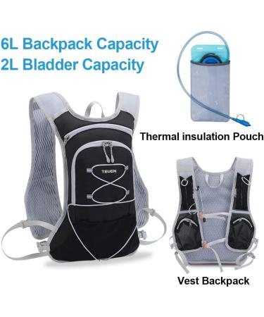 Teuen 2L Drinking Pack with Bubble - Lightweight 6L Bike Backpack for Trail Running Jogging Hiking - Unisex Black - Buy Online on GoSupps.com
