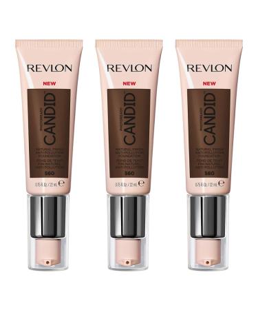 3 x Revlon Photoready Candid Natural Finish Foundation 22ml - 560 Espresso