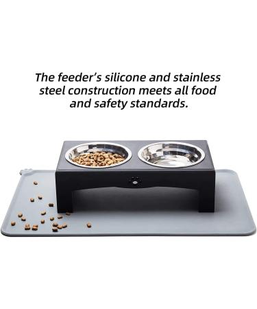 XKX Elevated Dog Bowls for Small Dogs and Cats - Stainless Steel Bowls with Stand and Silicone Mat - Raised Feeder for Puppies and Kittens - Black - Buy Online on GoSupps.com