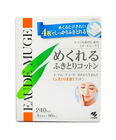 Kobayashi Pharmaceutical Eaude Muge Turn Over Cotton - 60pcs (Green Tea Set)