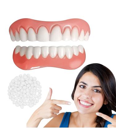 Fake Teeth  2 PCS Veneers Dentures Socket for Women and Men  Dental Veneers for Temporary Tooth Repair Upper and Lower Jaw  Protect Your Teeth and Regain Confident Smile  Bright White 2 PCS